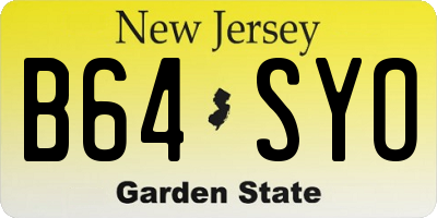NJ license plate B64SYO