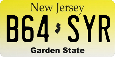NJ license plate B64SYR
