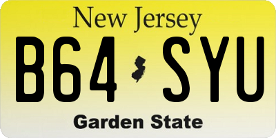NJ license plate B64SYU