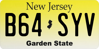 NJ license plate B64SYV