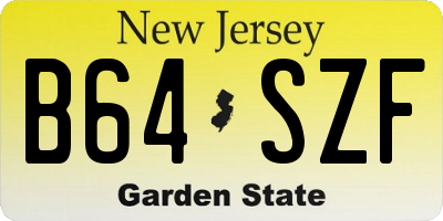 NJ license plate B64SZF