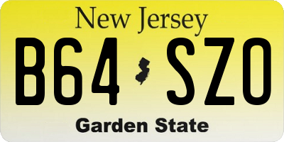 NJ license plate B64SZO