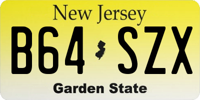NJ license plate B64SZX
