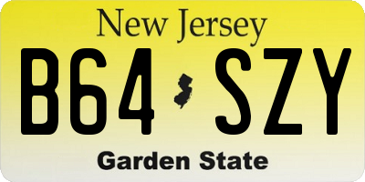 NJ license plate B64SZY