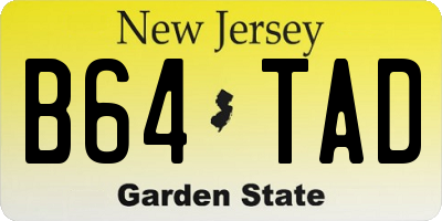 NJ license plate B64TAD