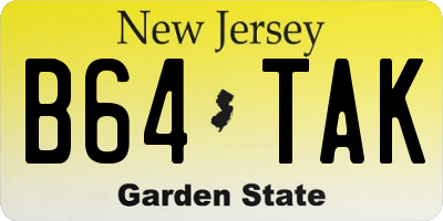 NJ license plate B64TAK