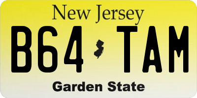 NJ license plate B64TAM