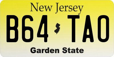 NJ license plate B64TAO