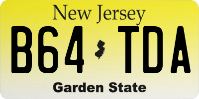NJ license plate B64TDA