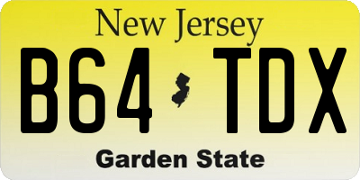 NJ license plate B64TDX