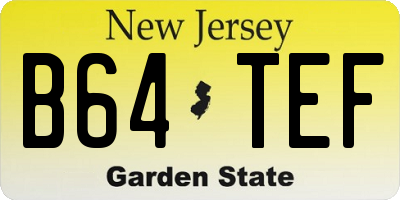NJ license plate B64TEF