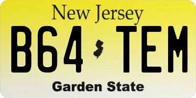 NJ license plate B64TEM
