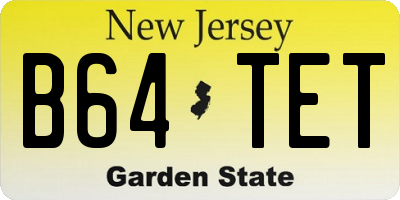 NJ license plate B64TET