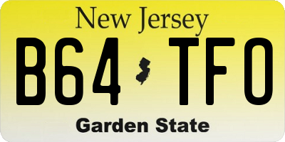 NJ license plate B64TFO