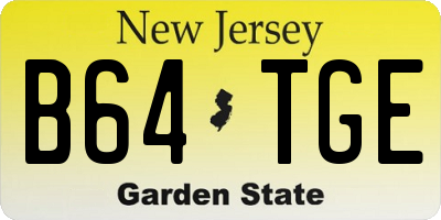 NJ license plate B64TGE