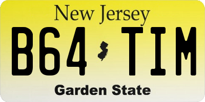 NJ license plate B64TIM