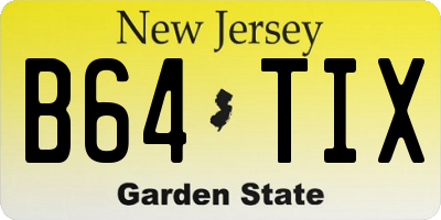 NJ license plate B64TIX
