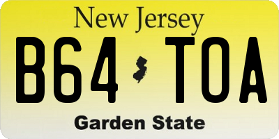 NJ license plate B64TOA