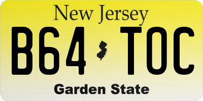 NJ license plate B64TOC