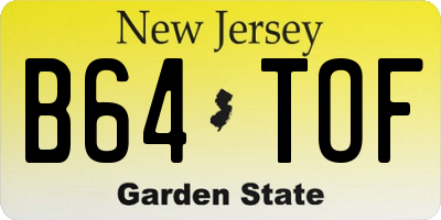 NJ license plate B64TOF