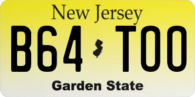 NJ license plate B64TOO