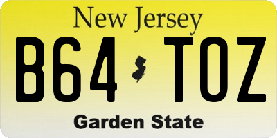 NJ license plate B64TOZ