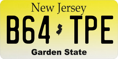 NJ license plate B64TPE