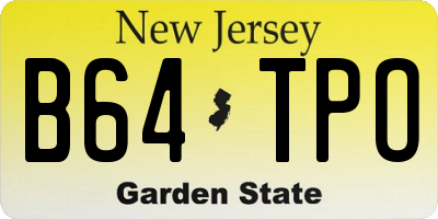 NJ license plate B64TPO