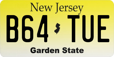NJ license plate B64TUE