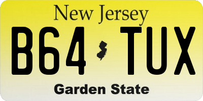 NJ license plate B64TUX
