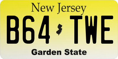 NJ license plate B64TWE