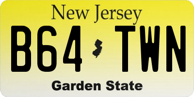 NJ license plate B64TWN