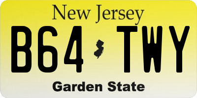NJ license plate B64TWY