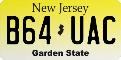 NJ license plate B64UAC
