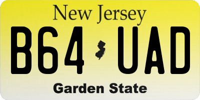 NJ license plate B64UAD