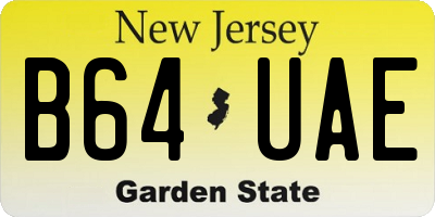 NJ license plate B64UAE