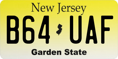 NJ license plate B64UAF