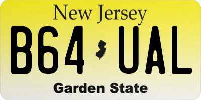 NJ license plate B64UAL