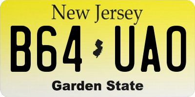 NJ license plate B64UAO