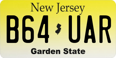 NJ license plate B64UAR