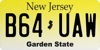 NJ license plate B64UAW