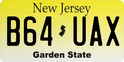NJ license plate B64UAX