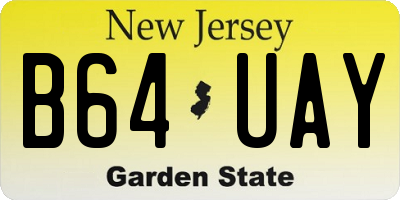 NJ license plate B64UAY