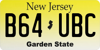 NJ license plate B64UBC
