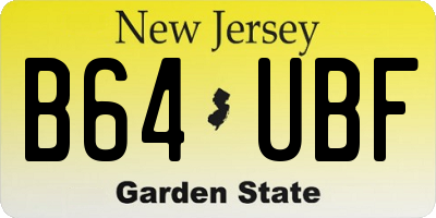 NJ license plate B64UBF