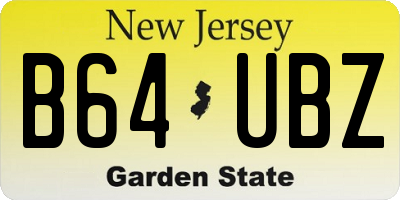NJ license plate B64UBZ