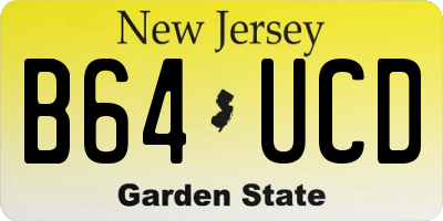 NJ license plate B64UCD
