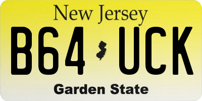 NJ license plate B64UCK