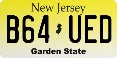 NJ license plate B64UED