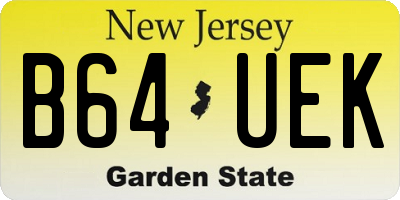 NJ license plate B64UEK